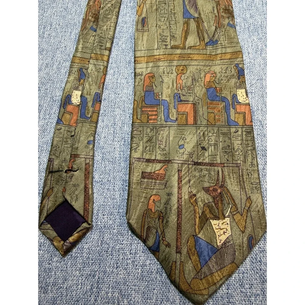 Vintage British Museum 100% Silk Tie Ancient History Egyptian Hieroglyphics